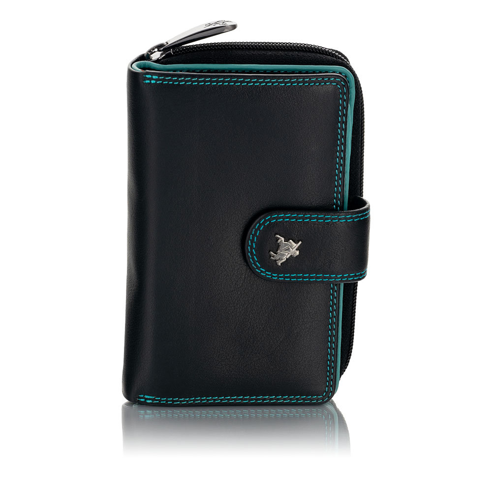 Kolorowy portfel damski na zatrzask Visconti R-13 RFID - czarny