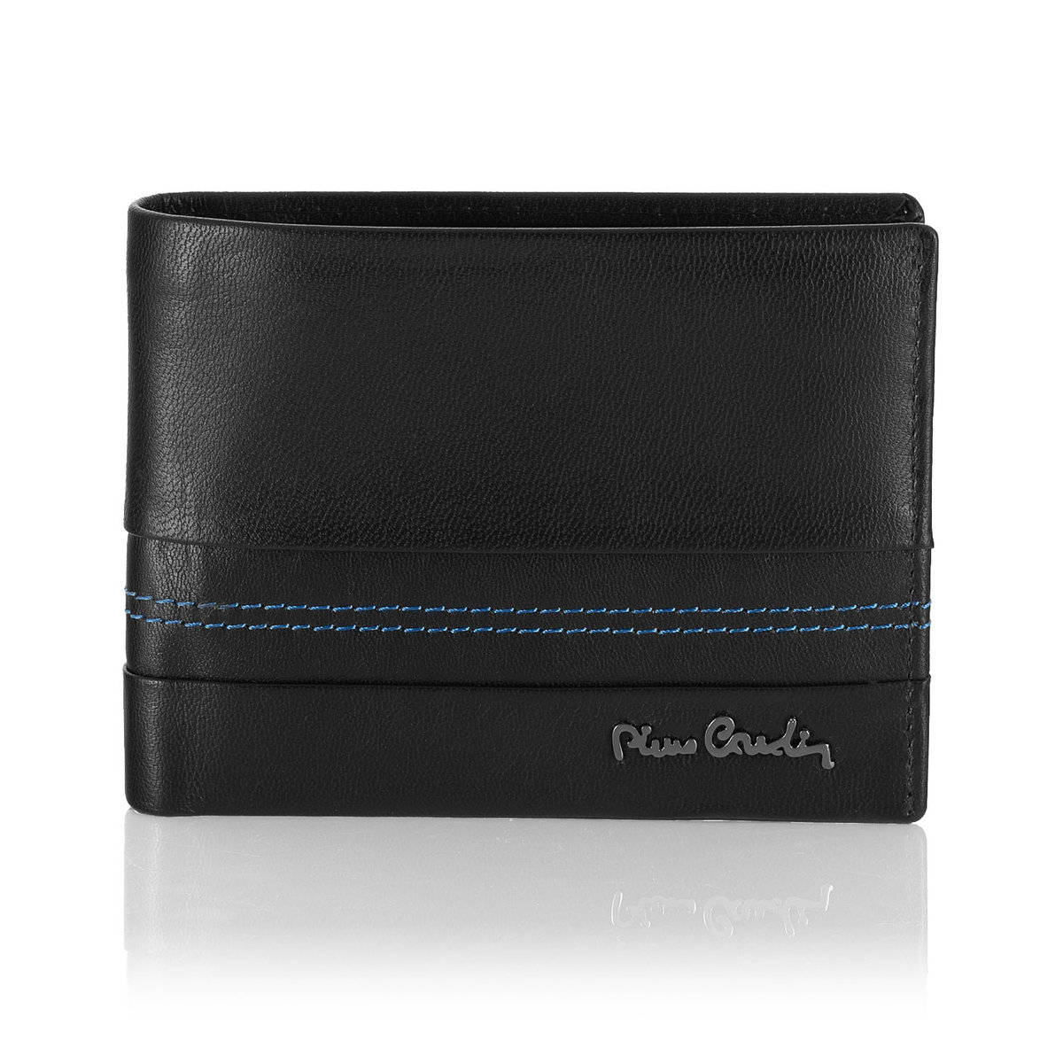 Skórzany portfel męski z przeszyciami Pierre Cardin TILAK97 8805 - niebieski