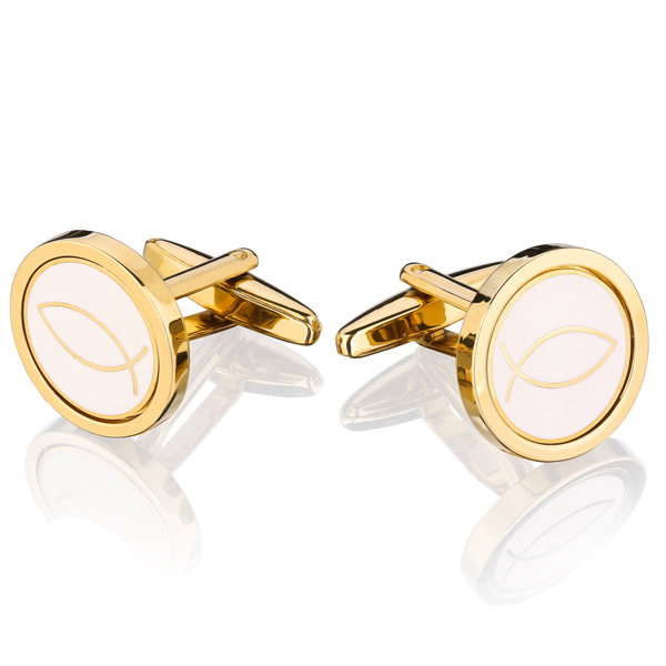 Spinki do mankietów Ryba Symbol X2 Ichthys Gold