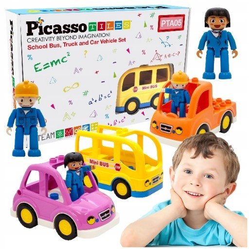PICASSO TILES Klocki magnetyczne edukacyjne autka