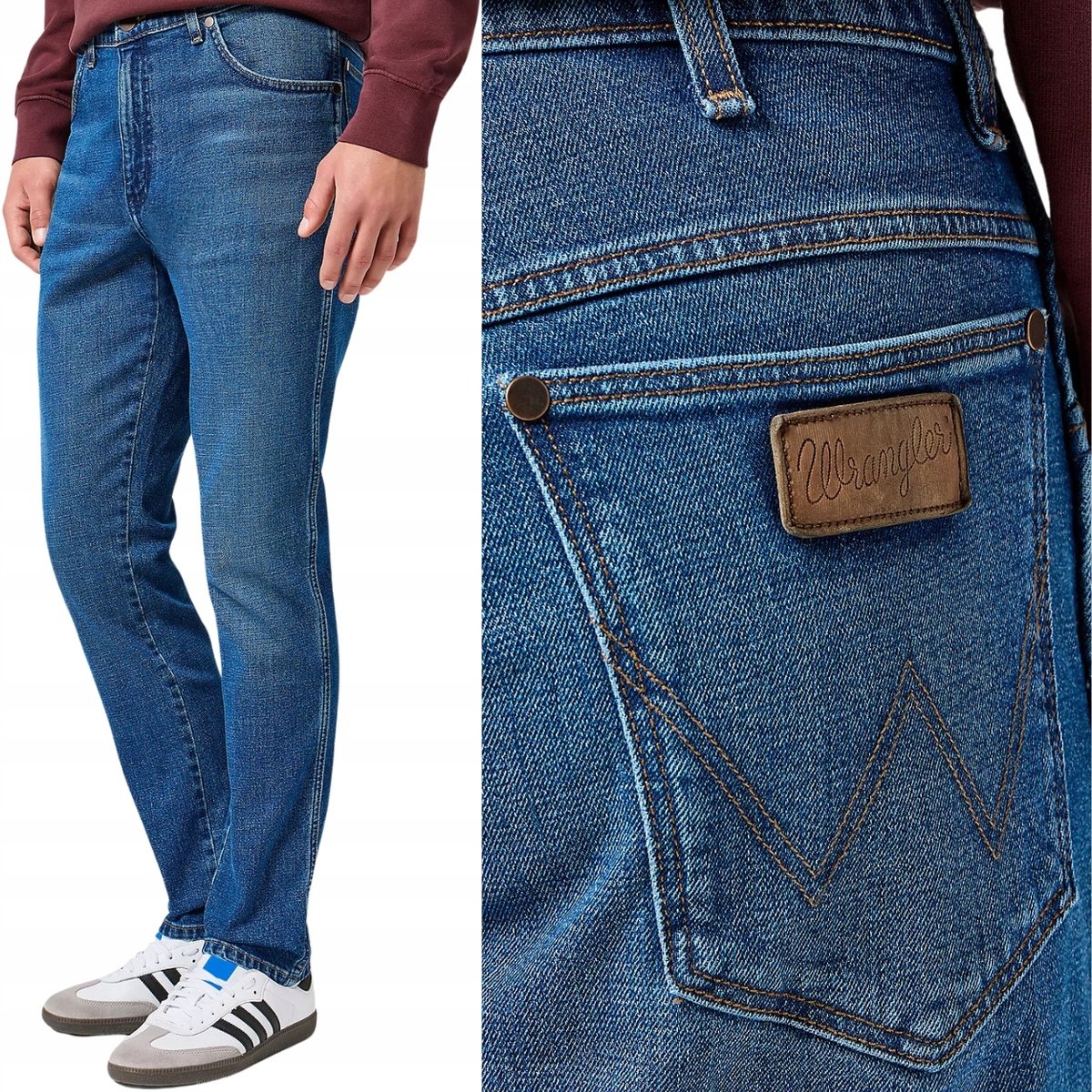 Wrangler RIVER Sundown Blue KLASYCZNE ZWĘŻANE SPODNIE JEANSOWE W33 L34