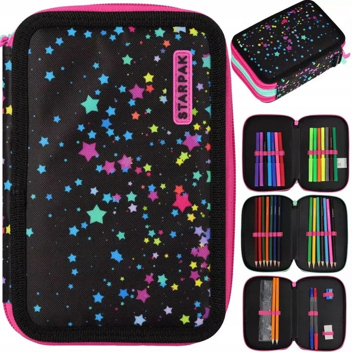 Starpak Piórnik Trzykomorowy z Wyposażeniem Gwiazdki Galaxy 553001