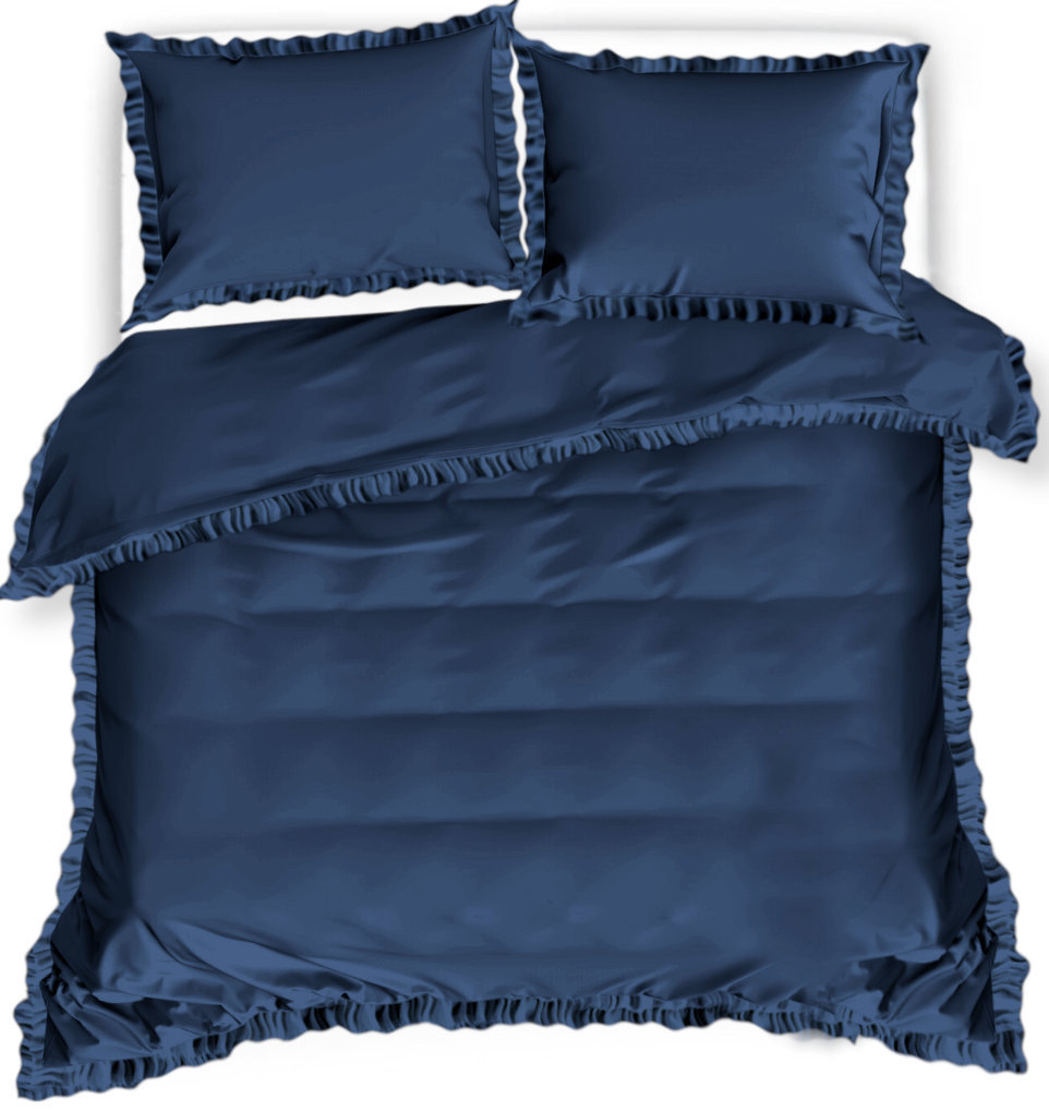 Pościel Z Falbaną 200X220 Granatowa 2931
