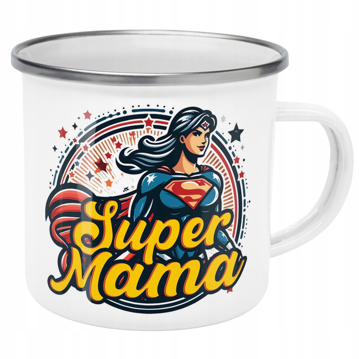 Emaliowany Kubek Garnuszek Dzień Matki Dla Mamy Prezent Super Mama