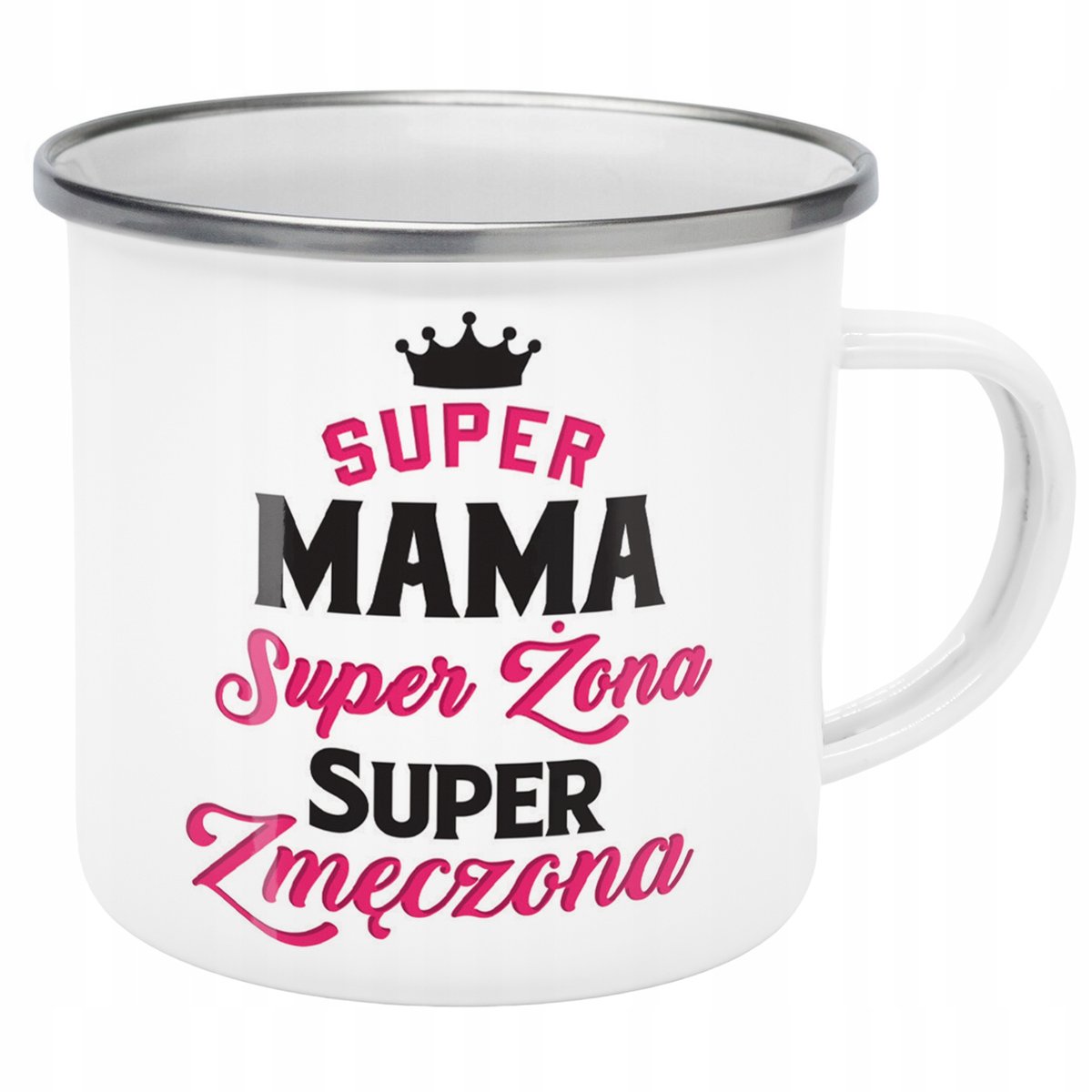 Emaliowany Kubek Garnuszek Dzień Matki Dla Mamy Prezent Super Mama