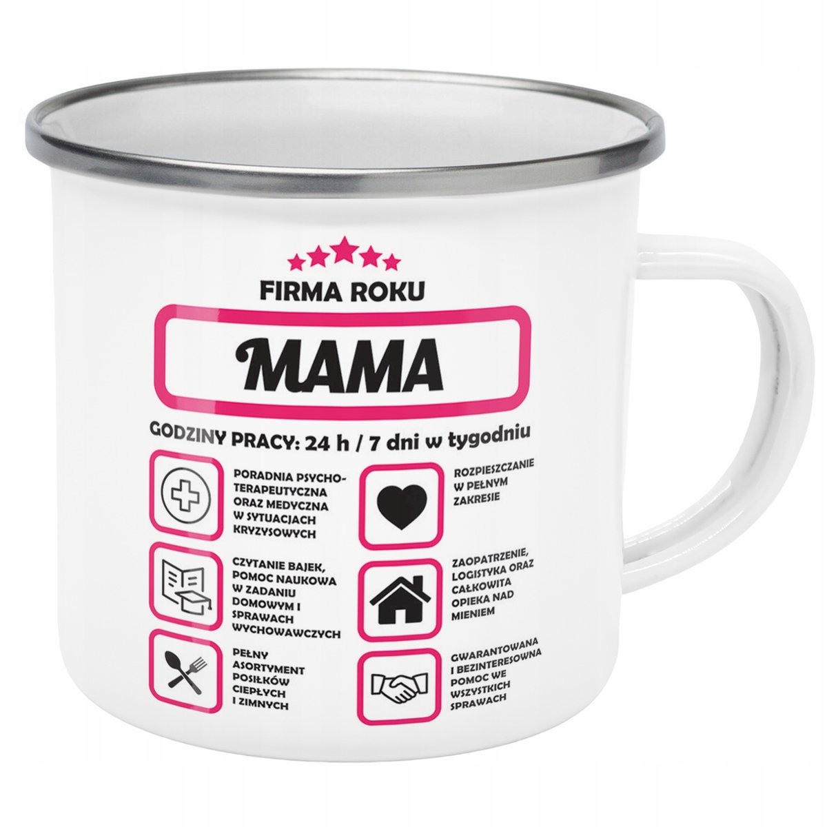Emaliowany Kubek Garnuszek Dzień Matki Dla Mamy Prezent Firma Mama