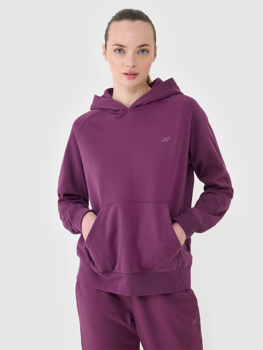 4F Bluza damska dresowa nierozpinana z kapturem 4FWSS25TSWSF1542-50S Fioletowy Roz. S