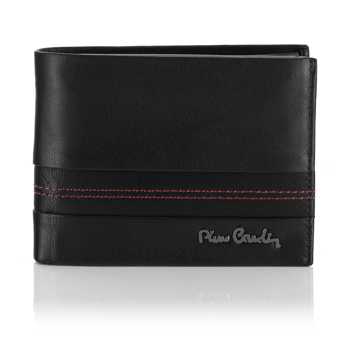 Skórzany portfel męski z przeszyciami Pierre Cardin TILAK97 8806 - czerwony