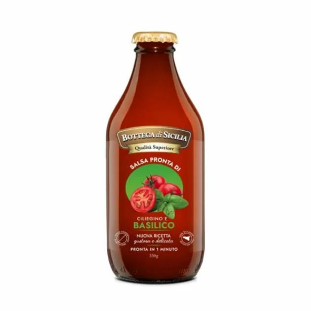 Salsa Pronta di Pomodorino Ciliegino e Basilico 330g - Bottega di Sicilia
