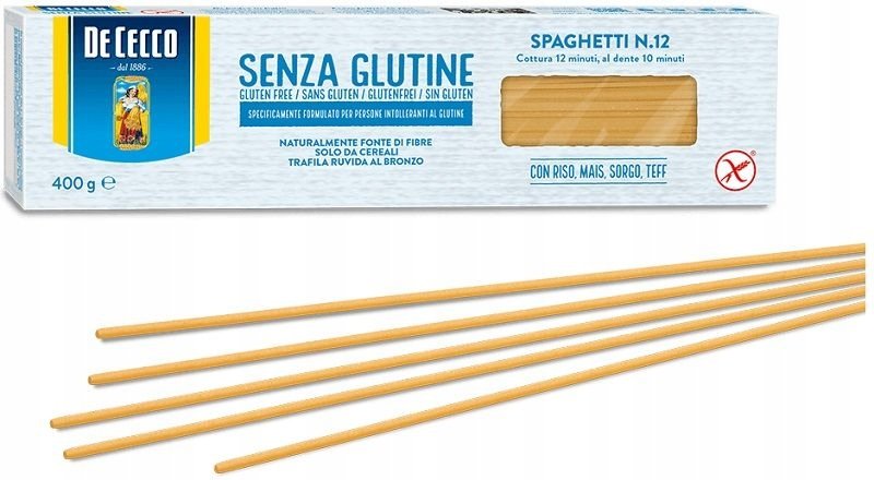 Makaron bezglutenowy De Cecco Spaghetti n12 włoski włoski bez glutenu