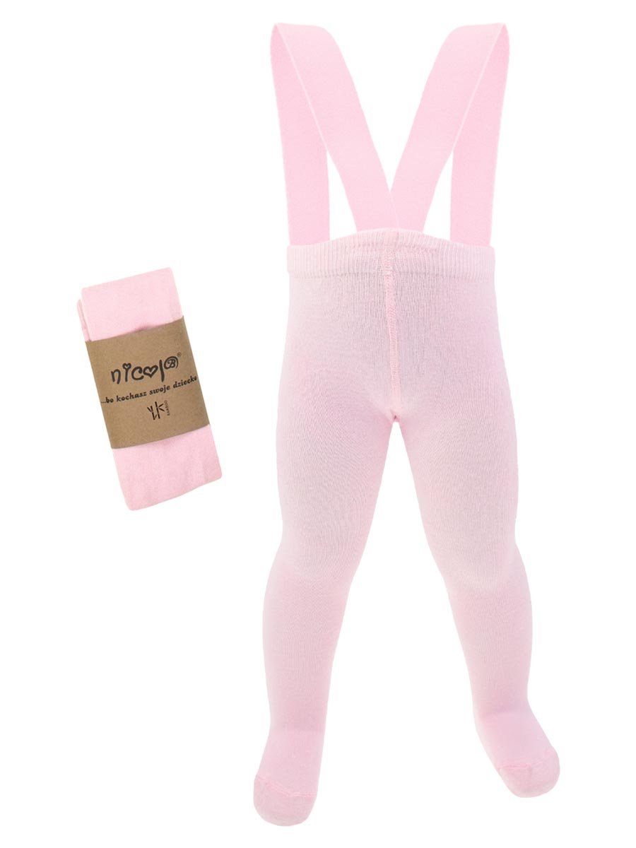 Niemowlęce rajstopy bambusowe z szelkami różowe Nicol,r.80/86
