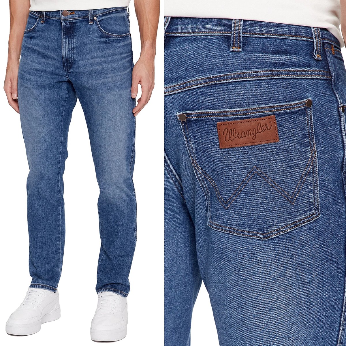 Wrangler RIVER Neptun 365 WARM KLASYCZNE ZWĘŻANE SPODNIE JEANSOWE W31 L34