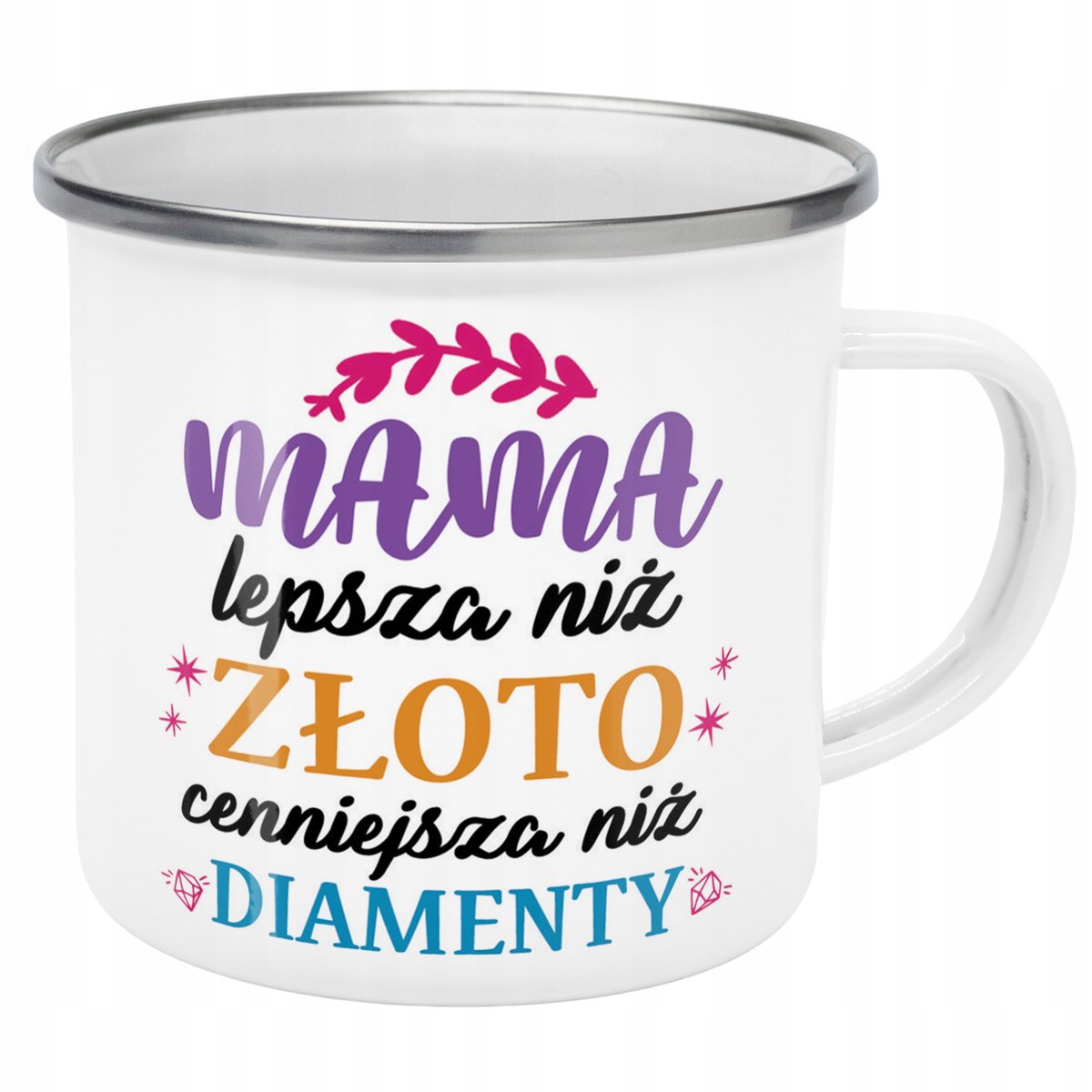 Emaliowany Kubek Garnuszek Dzień Matki Dla Mamy Prezent Lepsza Niż Złoto