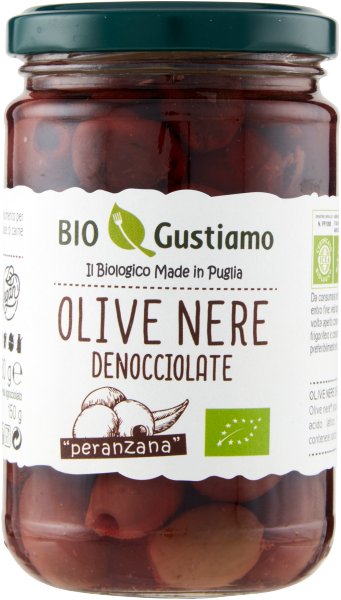 Oliwki czarne drylowane Olive Nere Denocciolate Peranzana 280g - Bio Gustiamo