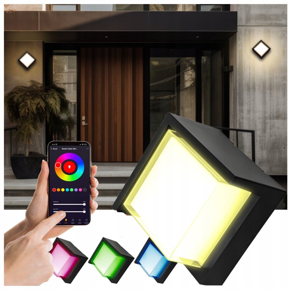 Lampa LED zewnętrzna elewacyjna Kinkiet ŚCIENNY natynkowy SMART latarnia