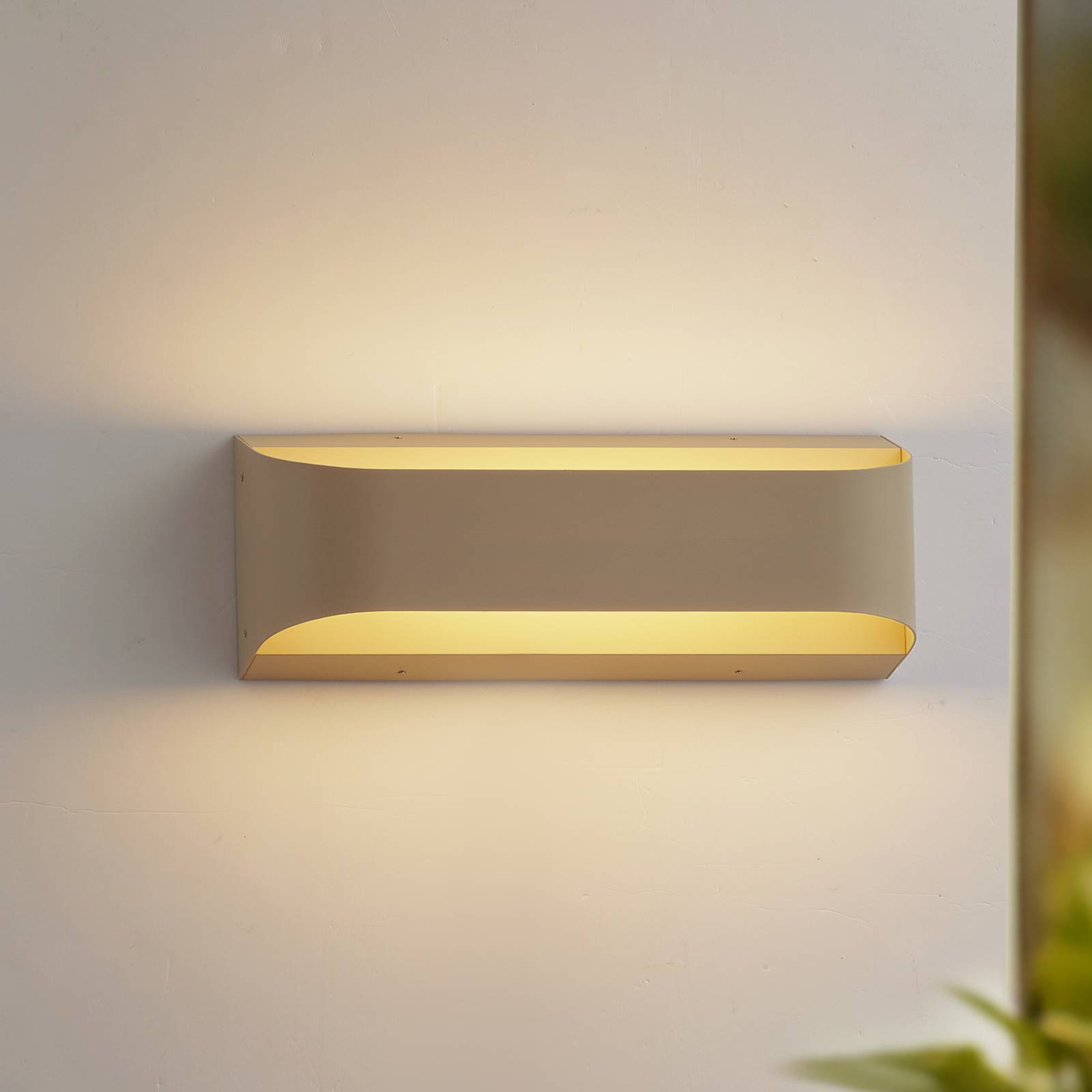 Lindby kinkiet zewnętrzny LED Lenore, beżowy, metal, 36,5cm