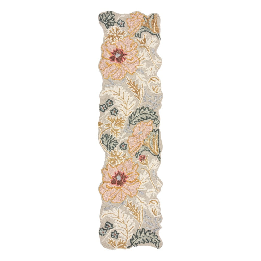 Jasnoróżowy wełniany chodnik tkany ręcznie 60x230 cm Daphne Shaped Floral – Flair Rugs