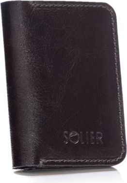 Solier Cienki skórzany męski portfel z bilonówką SOLIER SLIM CIEMNY BRĄZ