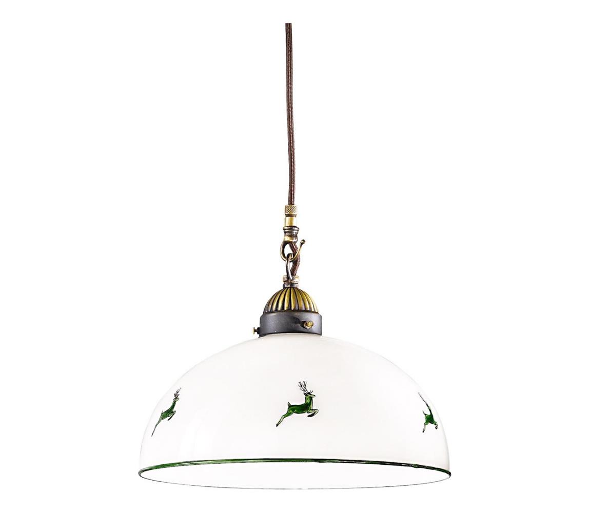 Kolarz 731.30.101 - Żyrandol na lince NONNA 1xE27/75W/230V śr. 30 cm jelenie zielony