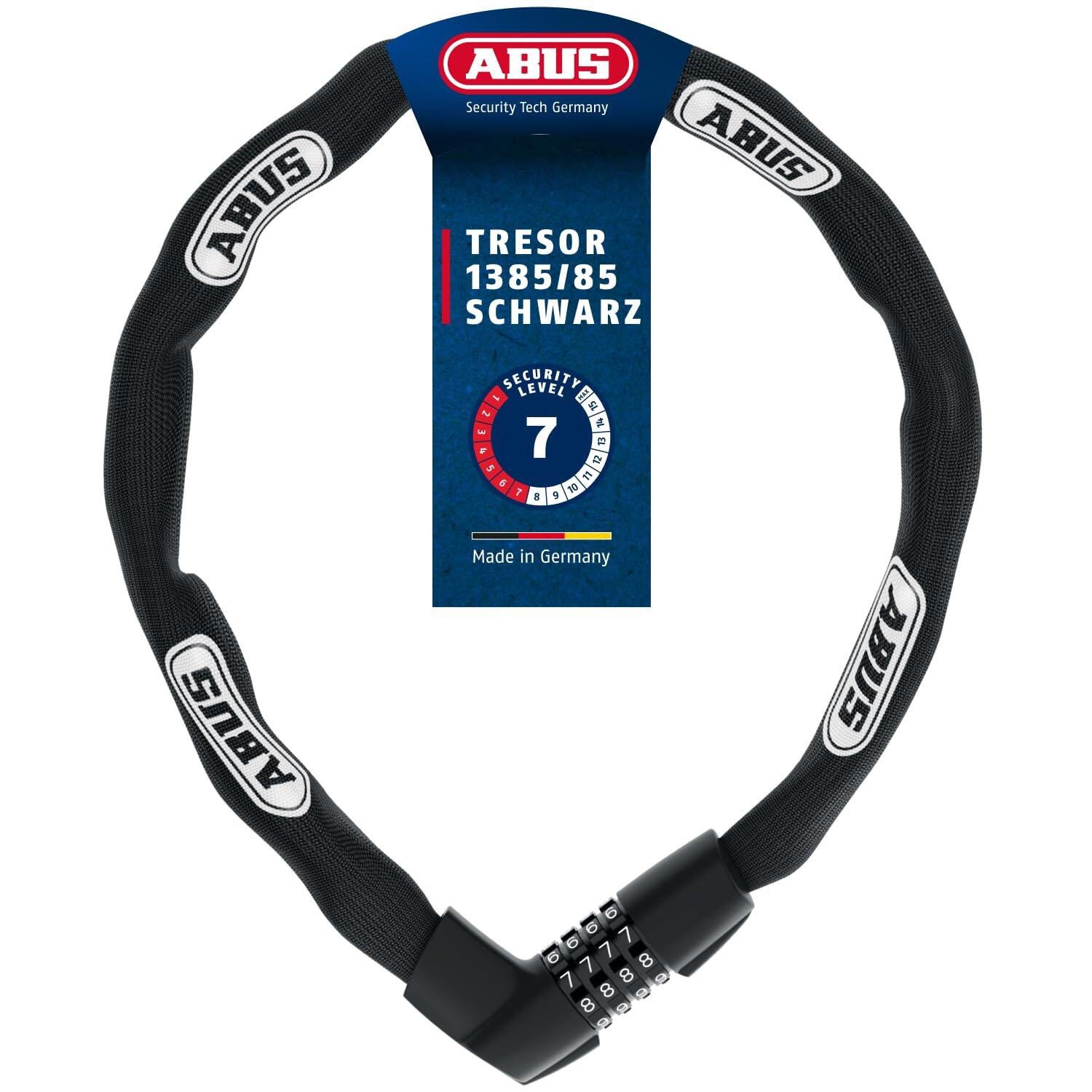 Abus Tresor 1385/85 48566 Zapięcie Zabezpieczające Do Roweru, Czarne (Black), 85 Cm (485664)