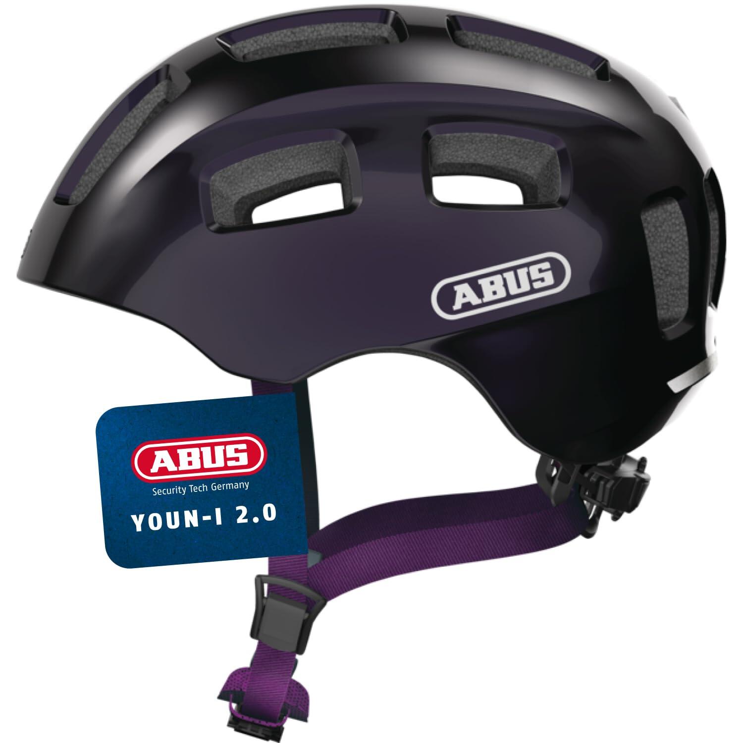 Abus Youn-I 2.0 Helmet Youth, czarny/fioletowy M | 52-57cm 2022 Kaski rowerowe