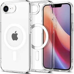 Spigen Etui Crystal Hybrid Mag do MagSafe do iPhone 16e, przezroczysto-białe