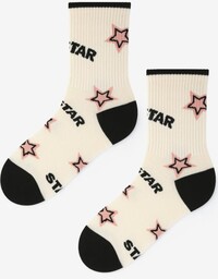 Skarpetki damskie bawełniane w gwiazdki z napisem STAR B51 Marilyn