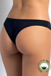 Figi damskie brazyliany z naturalnej bawełny organicznej Natural Cotton Nero 1447 Sielei