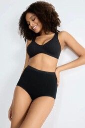 Figi damskie (2pack) z wysokiej jakości bawełny wysoki stan czarne Basic+ Maxi Sloggi