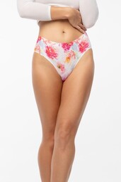 Figi damskie klasyczne bezszwowe w artystyczny wzór peoni Peony Simple Classic Julimex