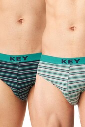 Slipy męskie bawełniane (2 pack) w paseczki z zewnętrzną gumą MPP 322 Key