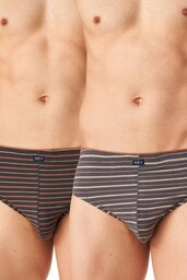 Slipy męskie bawełniane (2 pack) w paseczki z wewnętrzną gumą MPP 303 Key