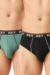 Slipy męskie bawełniane (2 pack) z zewnętrzną gumą w ciemnej kolorystyce MPP 248 Key