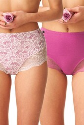 Figi damskie bawełniane (2 pack) z wysokim stanem w kobiecej kolorystyce LPF 934 Key