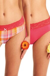 Figi damskie bawełniane (2 pack) z koronkowym pasem LPC 473 Key