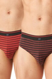 Slipy męskie bawełniane (2pack) w ciemnej kolorystyce w paski MPP 321 Key