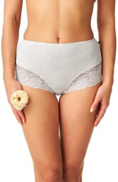Figi damskie bawełniane (2 pack) z wysokim stanem w pastelowych kolorach z koronkowymi nogawkami LPF 170 Key