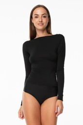 Koszulka damska z elastycznego gładkiego materiału czarna Longsleeve Julimex