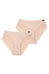 Jednokolorowe figi damskie (2 pack) z koronką przy pachwinach LPC 141