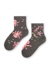 Skarpetki bawełniane dziewczęce w ośmiornice Art. 014