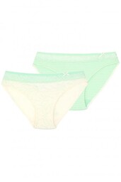 Niskie figi damskie bikini (2 pack) z koronkową górą LPR 250