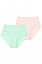 Kolorowe wysokie figi damskie (2 pack) z koronką LPF 210