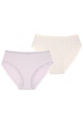 Gładkie figi damskie (2 pack) z koronkowym wykończeniem LPC 231