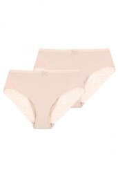 Gładkie bawełniane figi damskie (2 pack) z koronką LPC 162