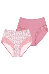 Figi damskie (2 pack) z wysokim stanem i koronką LPF 649
