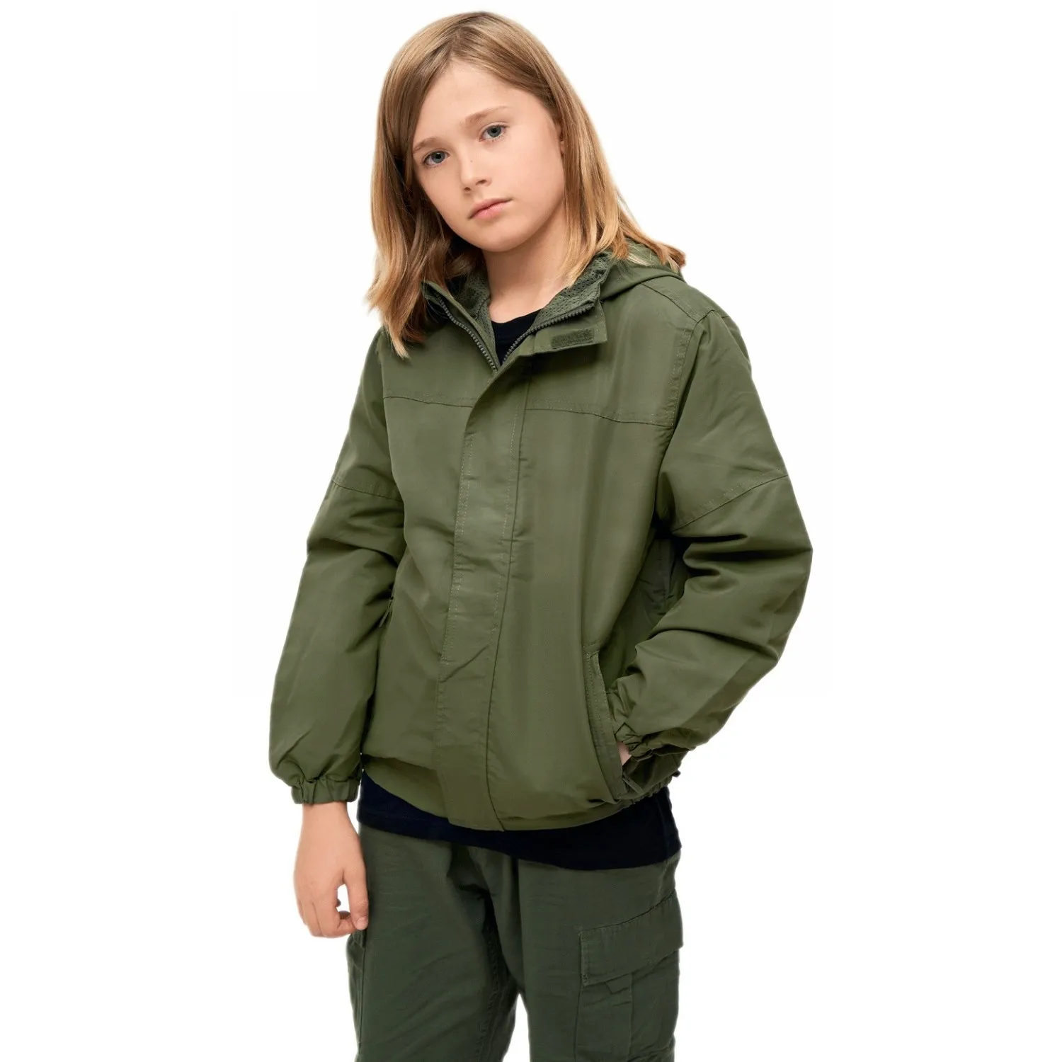 Kurtka dziecięca BRANDIT Summer Windbreaker Frontzip - Oliwkowa  146-152 (11-12 Lat)