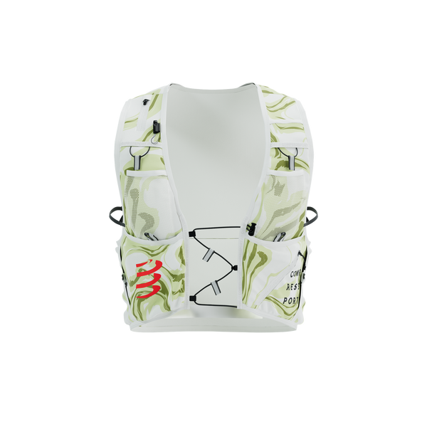 COMPRESSPORT Plecak do biegania ULTRUN EVO 10 PACK sugar/green camo + 2x soft flask