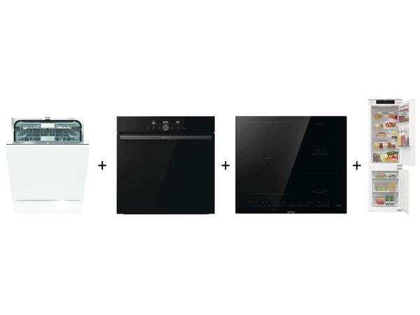 GORENJE GV673C62 + BOS6747A05DG + GI6432BSCE + NRKI517E41 No Frost 177,2cm 35dB AdaptTech CrispZone Szybkie Chłodzenie i Zamrażanie 252L