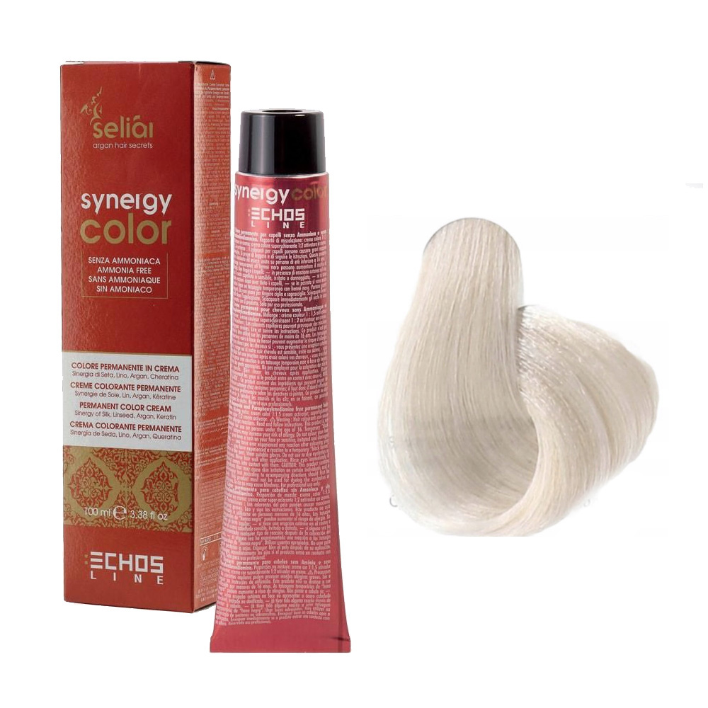 Echosline Seliar Synergy Color, farba do włosów bez amoniaku, S11.0 Super Very Light Blonde Ash, 100ml