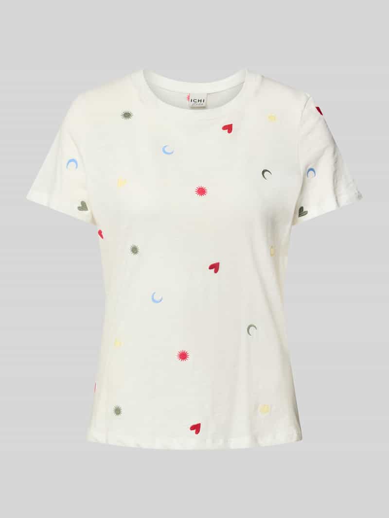 T-shirt z prążkowanym, okrągłym dekoltem model ‘OLYA’